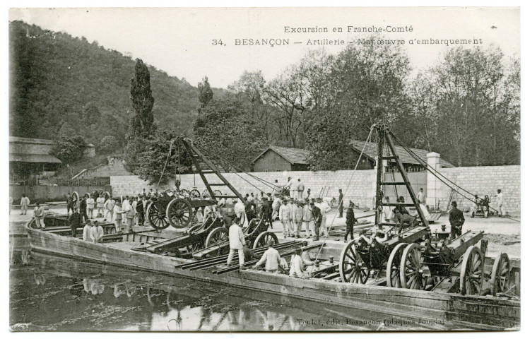 Excursion en Franche-Comté. Besançon. Artillerie. Manoeuvre d'embarquement [image fixe] , Besançon : Teulet, 1901/1908