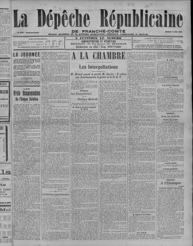 14/05/1907 - La Dépêche républicaine de Franche-Comté [Texte imprimé]