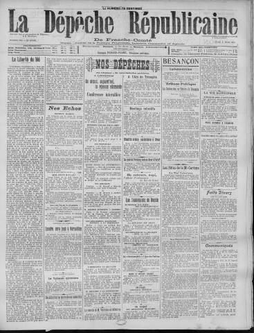 07/03/1921 - La Dépêche républicaine de Franche-Comté [Texte imprimé]