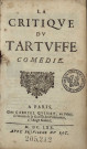 La critique du Tartuffe. coméd.
