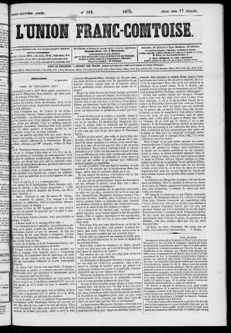 17/07/1873 - L'Union franc-comtoise [Texte imprimé]