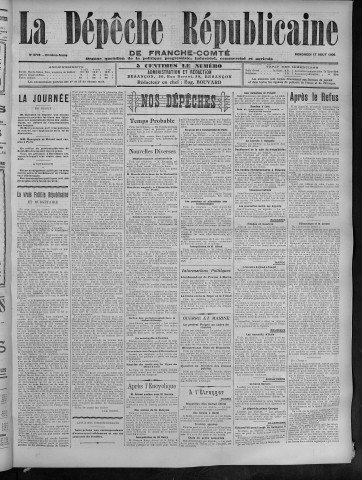 17/08/1906 - La Dépêche républicaine de Franche-Comté [Texte imprimé]