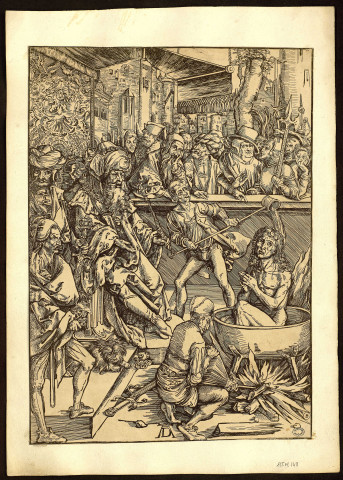 [L'Apocalypse, d'après Dürer (1498-1511)] [estampe] / AD [Monogramme] , [S.l.] : [s.n.], [1549-1618] L'Apocalypse