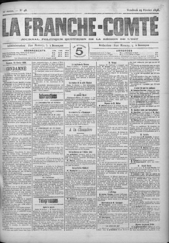 25/02/1898 - La Franche-Comté : journal politique de la région de l'Est