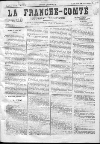 29/06/1863 - La Franche-Comté : organe politique des départements de l'Est