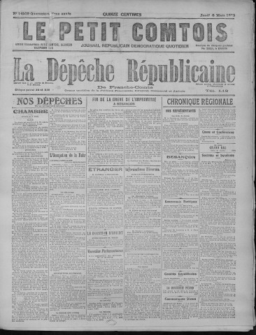 08/03/1923 - La Dépêche républicaine de Franche-Comté [Texte imprimé]