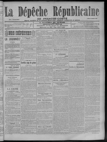 12/03/1906 - La Dépêche républicaine de Franche-Comté [Texte imprimé]