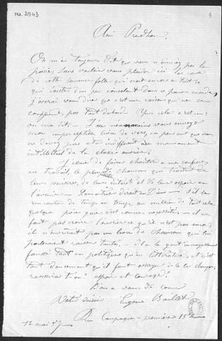 Ms 2943 (tome II) - Lettres adressées à P.-J. Proudhon : Bachi à Bertrand