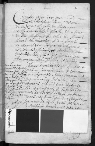 Comptes de la Ville de Besançon, recettes et dépenses, Compte de Jacques Antoine Varin (1er juin - 31 décembre 1676)
