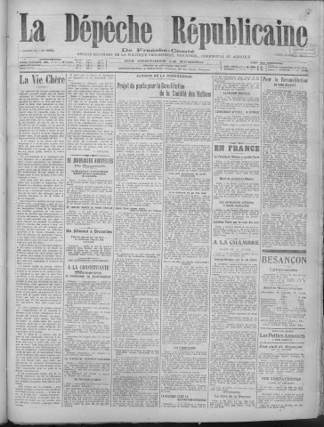 15/02/1919 - La Dépêche républicaine de Franche-Comté [Texte imprimé]