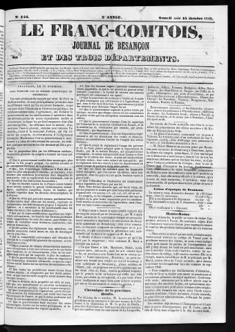 15/10/1842 - Le Franc-comtois - Journal de Besançon et des trois départements