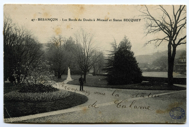 Besançon. Les Bords du Doubs à Micaud et Statue Becquet [image fixe] , 1904/1930