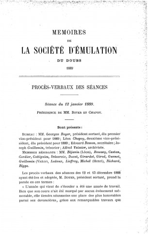 01/01/1889 - Mémoires de la Société d'émulation du Doubs [Texte imprimé]