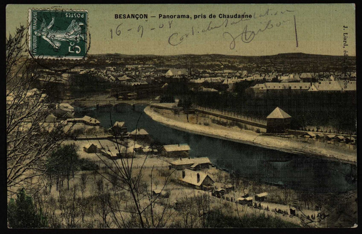Besançon. - Panorama pris de Chaudanne [image fixe] , Besançon : J. Liard, édit. Besançon, 1904/1908