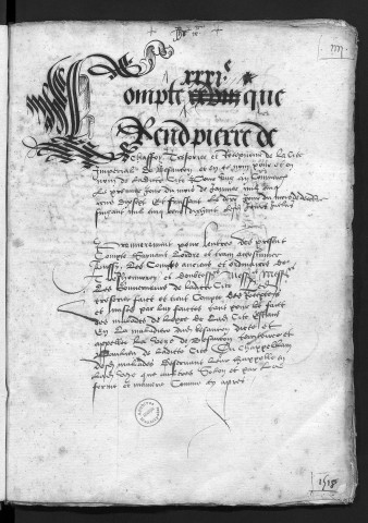 Comptes de la Ville de Besançon, recettes et dépenses, Compte de Pierre de Chaffoy (1er janvier - 31 décembre 1518)