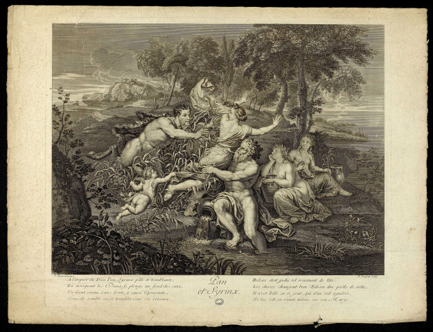 Pan et Syrinx [image fixe] / P. Mignard pinx ; E. Jeaurat sculp , 1744/1803