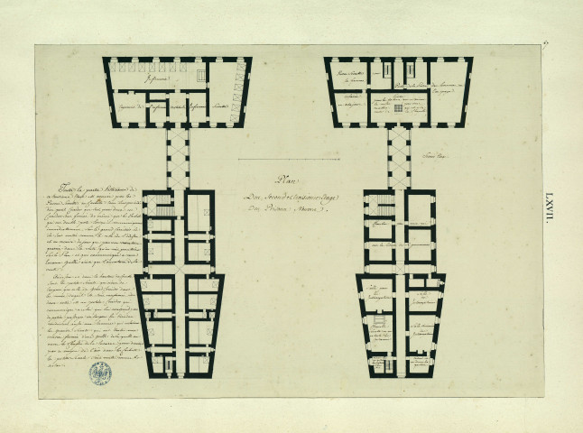 Plans des second et troisième étages des prisons neuves / Pierre-Adrien Pâris , [S.l.] : [P.-A. Pâris], [1700-1800]