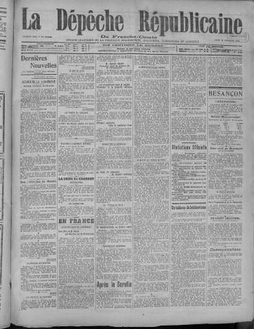 20/11/1919 - La Dépêche républicaine de Franche-Comté [Texte imprimé]