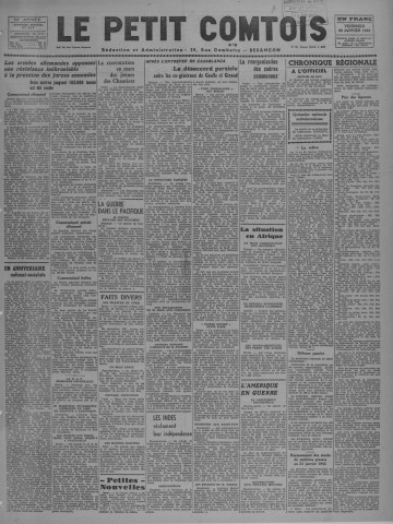 29/01/1943 - Le petit comtois [Texte imprimé] : journal républicain démocratique quotidien