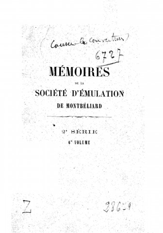 01/01/1873-1874 - Mémoires de la Société d'émulation de Montbéliard [Texte imprimé]