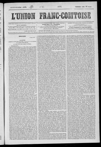 16/03/1877 - L'Union franc-comtoise [Texte imprimé]