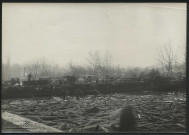 MAUVILLIER, Emile. Besançon. Inondations janvier 1910, pont de la République (canal Saint-Pierre), sauvetage des bois de la papeterie