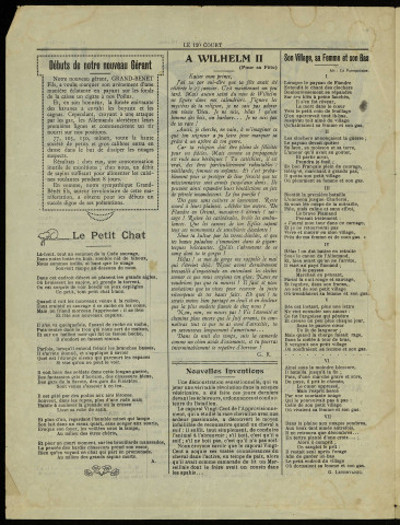 Le 120 "court" [texte imprimé] : revue d'un jeune bataillon de chasseurs : seul journal relié par fil spécial "cordeau détonant" avec les tranchées boches