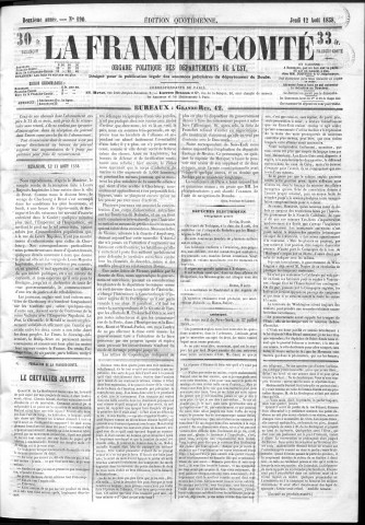 12/08/1858 - La Franche-Comté : organe politique des départements de l'Est