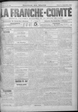 02/09/1893 - La Franche-Comté : journal politique de la région de l'Est