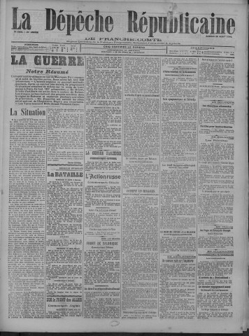 26/08/1916 - La Dépêche républicaine de Franche-Comté [Texte imprimé]