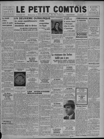 16/04/1941 - Le petit comtois [Texte imprimé] : journal républicain démocratique quotidien