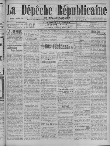 09/11/1908 - La Dépêche républicaine de Franche-Comté [Texte imprimé]