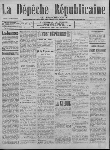 08/11/1912 - La Dépêche républicaine de Franche-Comté [Texte imprimé]