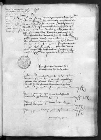 Comptes de la Ville de Besançon, recettes et dépenses, Compte de Fourcault Voituron (1er janvier - 31 décembre 1474)