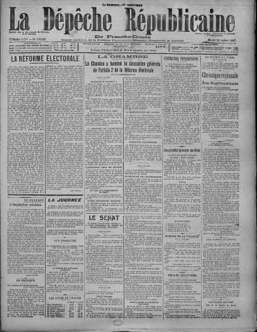 12/07/1927 - La Dépêche républicaine de Franche-Comté [Texte imprimé]