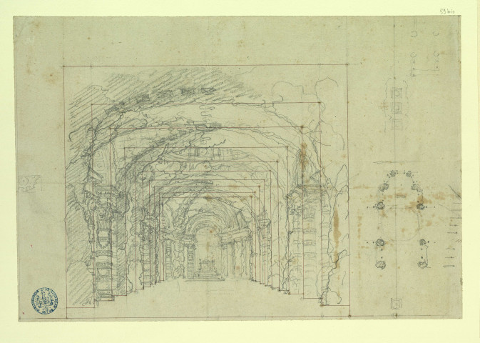 Grotte merveilleuse (?) pour l'opéra de "Nadir". Projet de décor de théâtre / Pierre-Adrien Pâris , [S.l.] : [P.-A. Pâris], [1700-1800]