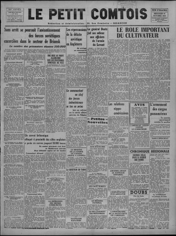 15/10/1941 - Le petit comtois [Texte imprimé] : journal républicain démocratique quotidien