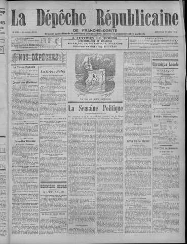 17/03/1912 - La Dépêche républicaine de Franche-Comté [Texte imprimé]