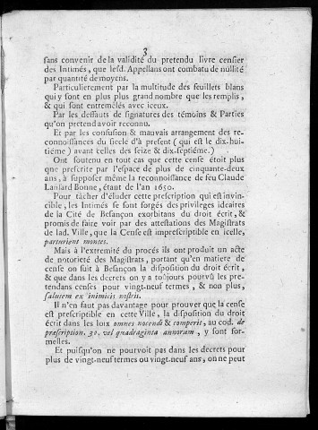 Factum pour Jacques Sapin et Laurence Bey, sa femme... appellans d'un jugement de preuves rendu au bailliage de Besançon le 6 juin 1703 contre les Srs François Varin, avocat en Parlement ; ... et Louis Martin, citoyen, intimés [Sign. : de Surmont ; Perreciot, procureur]