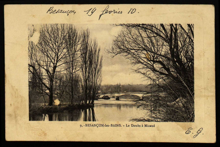 Besançon-les-Bains - Le Doubs à Micaud [image fixe] 1905/1910