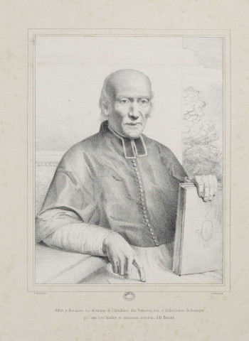 [Dom Grappin] Offert à Messieurs les Membres de l'Académie des Sciences, Arts et Belles-Lettres de Besançon, par leur très humble et obéissant serviteur, J. B. Banet / C. Flajoulot, del. ; J. B. Banet Lith.