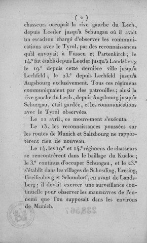 Journal historique des opérations militaires de la cavalerie légère du 4e corps de l'armée d'Allemagne, commandée par le général de division Marulaz, sous les ordres de S. E. le Maréchal, prince d'Esling, pendant la campagne de 1809.