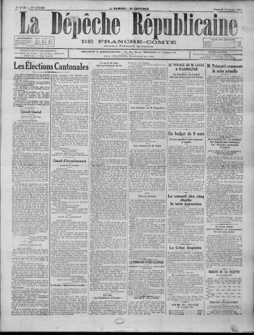 16/10/1931 - La Dépêche républicaine de Franche-Comté [Texte imprimé]