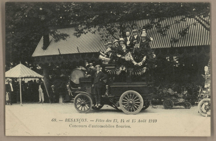 Besançon - Fêtes des 13, 14 et 15 Août 1910 - Concours d'automobiles fleuries. [image fixe] , 1904/1910