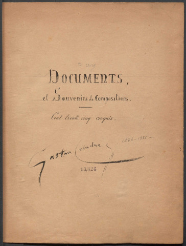 Documents et souvenirs de compositions [Image fixe] , [1884-1888]