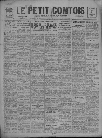 21/02/1931 - Le petit comtois [Texte imprimé] : journal républicain démocratique quotidien