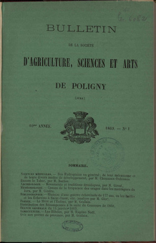 01/01/1869 - Bulletin de la Société d'agriculture, sciences et arts de Poligny [Texte imprimé]