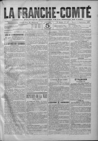 11/09/1888 - La Franche-Comté : journal politique de la région de l'Est