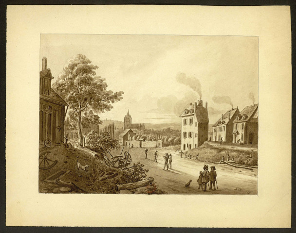 Dole. Vue prise du faubourg de la Bedugue / Armand Marquiset , [Dole ?] : [A. Marquiset], [1826]