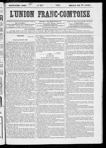 26/10/1881 - L'Union franc-comtoise [Texte imprimé]